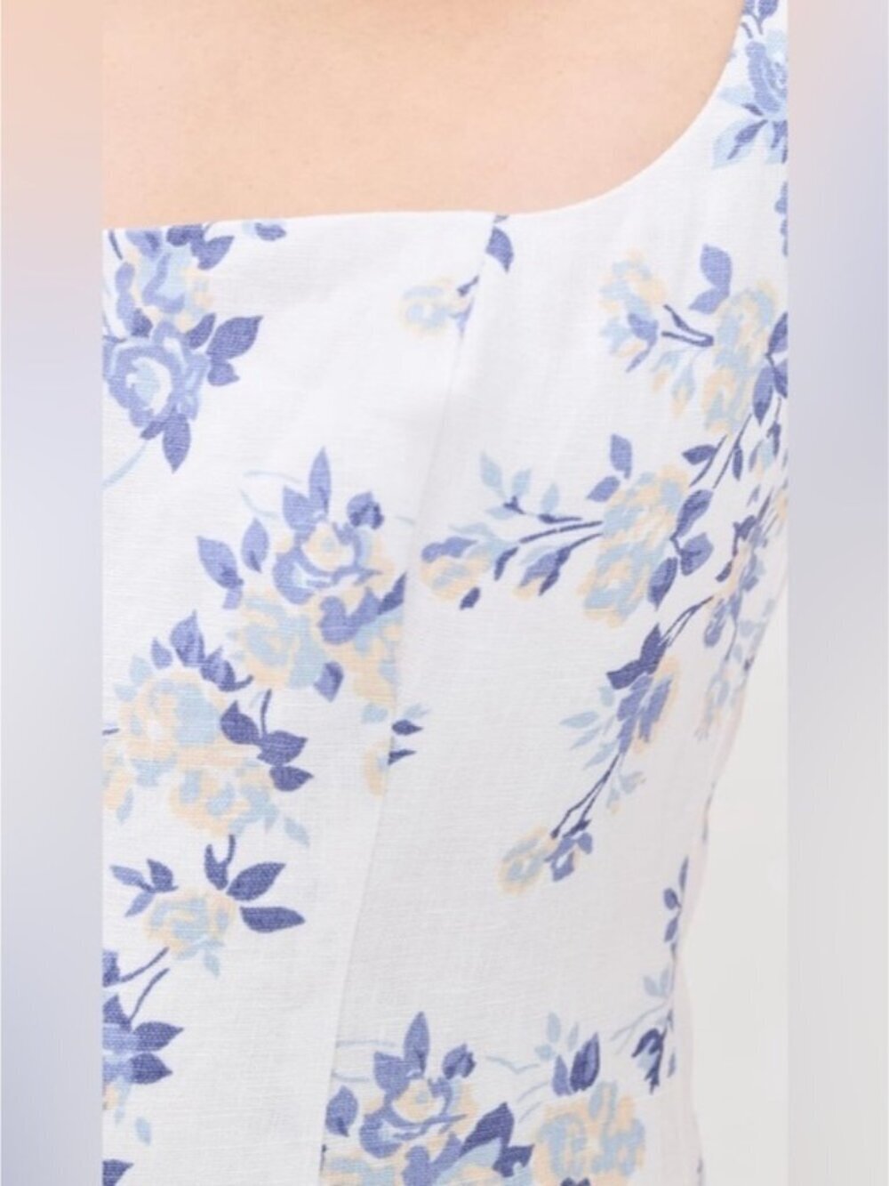 NEW Reformation Janu Midi Linen Dress Lana Floral Blue White | US 0 / UK 4 - Picture 5 of 15
